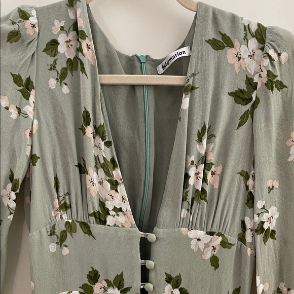 Snowstorm special! REFORMATION green floral Lorne Midi Dress 4 EUC bundle! - Picture 3 of 10